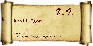 Knoll Igor névjegykártya